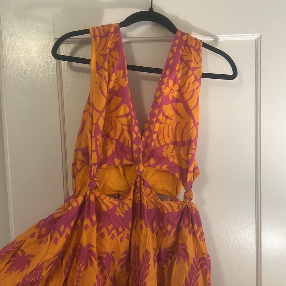 Farm Rio Size M New with Tags Pineapple/Tropical Orange and Purple Dress - Picture 5 of 5